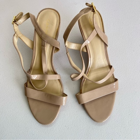 Calvin Klein Thea Strappy patent wedge size 10 - Picture 1 of 7